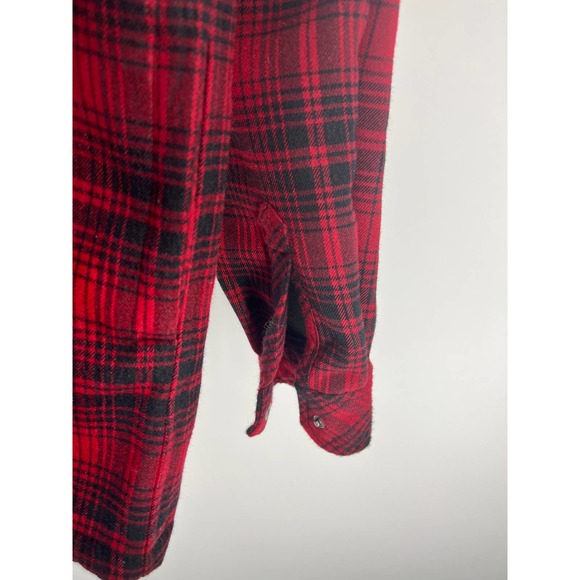 Dickies Flannel Fleece Jacket Red Plaid Hooded Shacket Men's Size M 38/40 - Picture 6 of 8